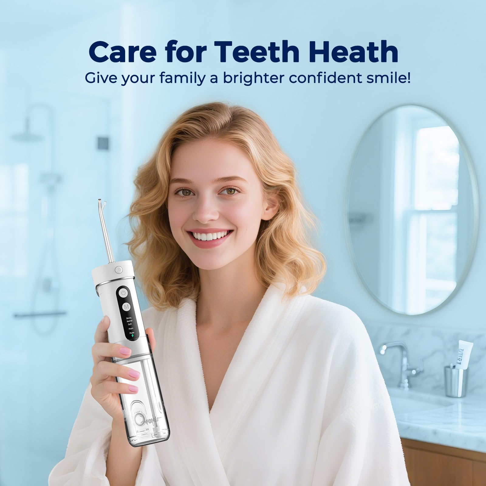 FOMIS Water Flosser being used on braces