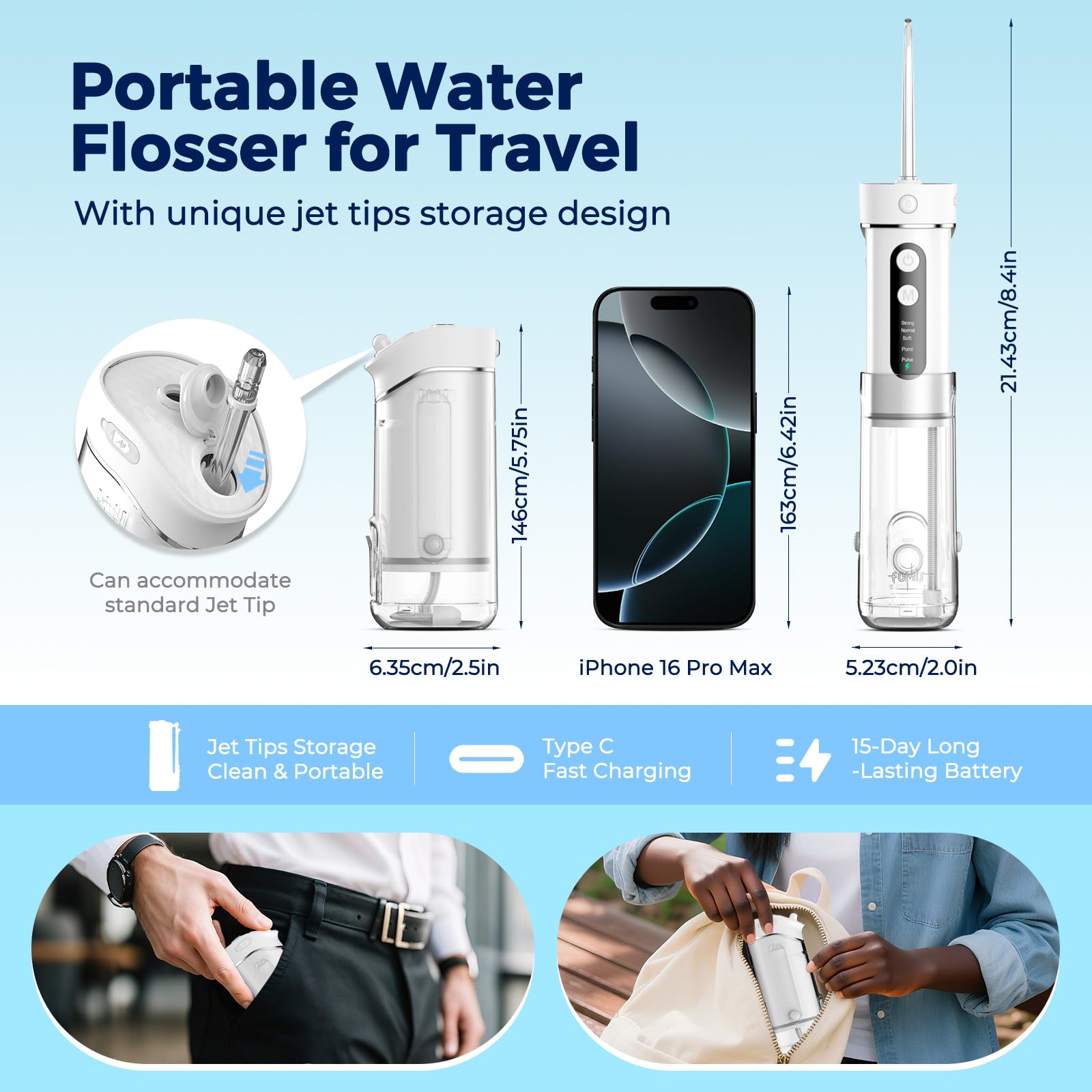 Back view of FOMIS Mini Water Flosser