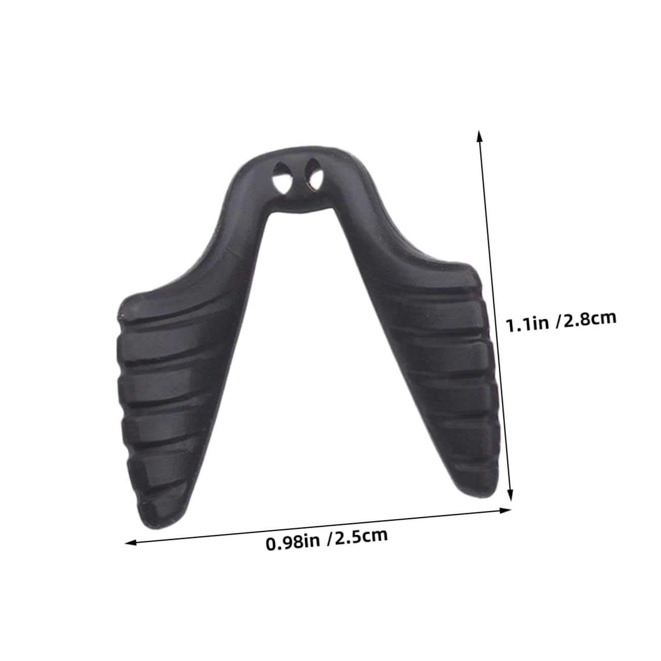 Black rubber eyeglasses nose pads side view
