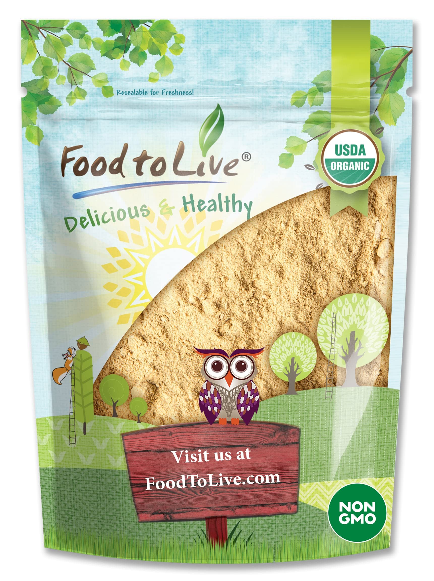 Front view of Food to Live Organic Maca Powder 1 lb