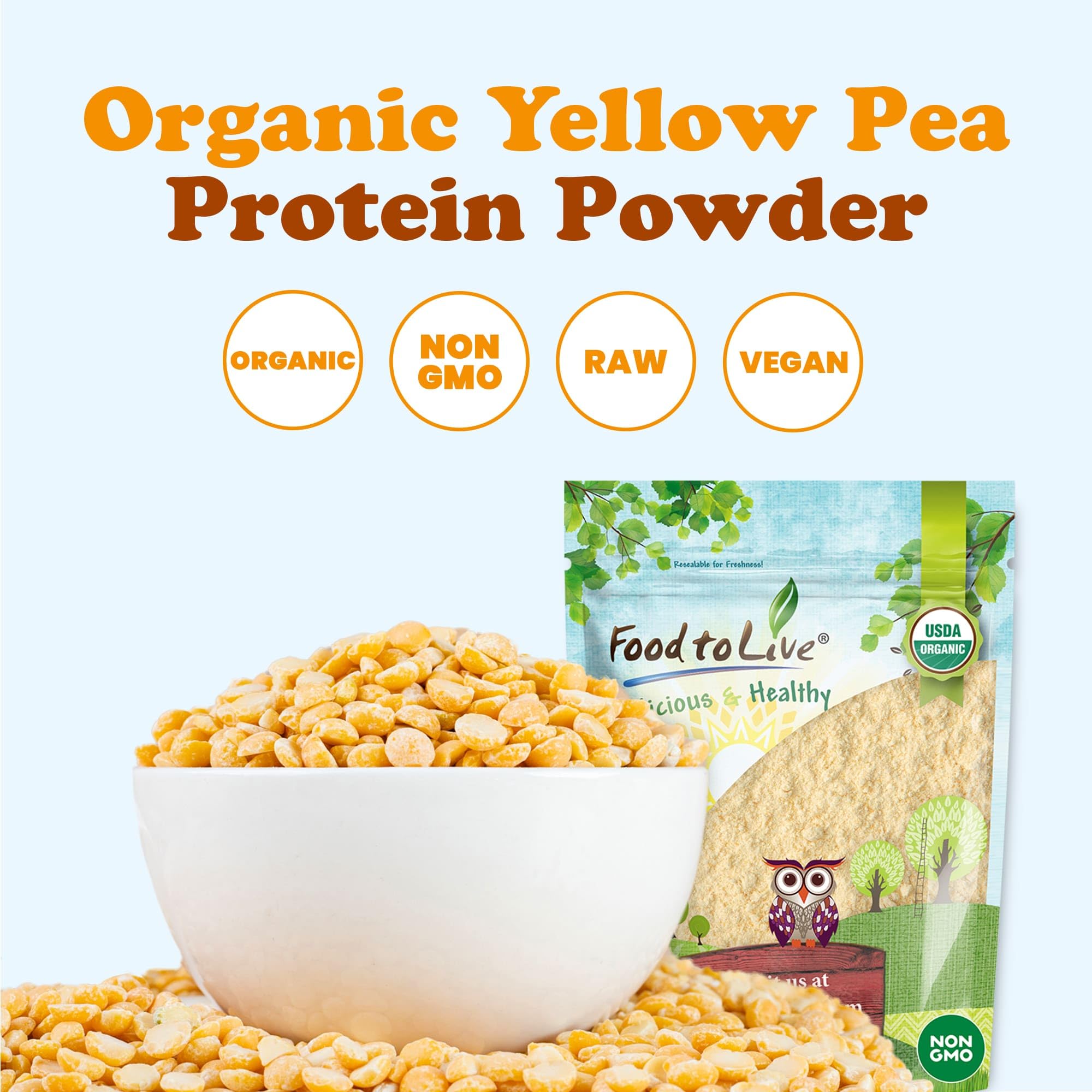 Prepared protein shake with Yellow Pea Protein Powder