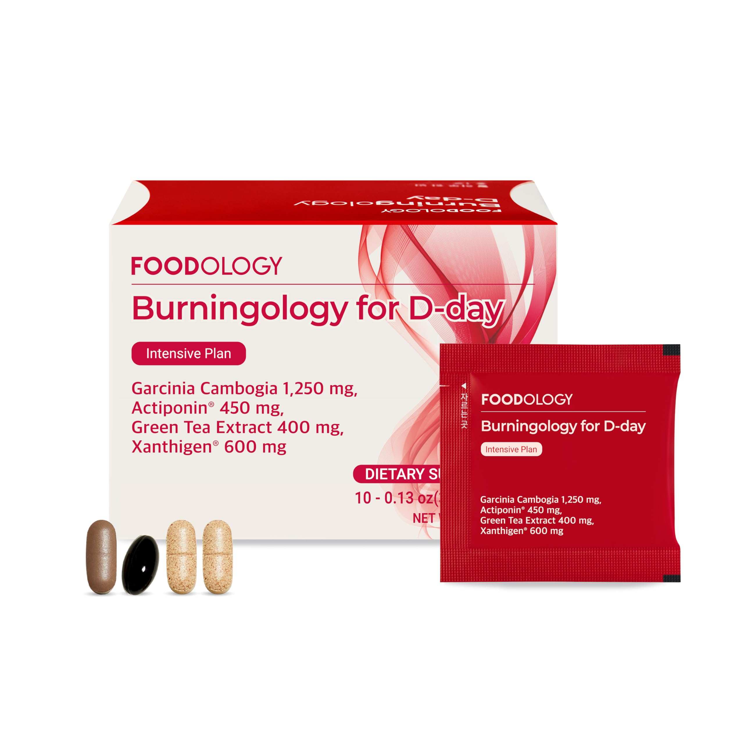 FOODOLOGY Burningology D-Day packaging highlights appetite control for a lean lifestyle.