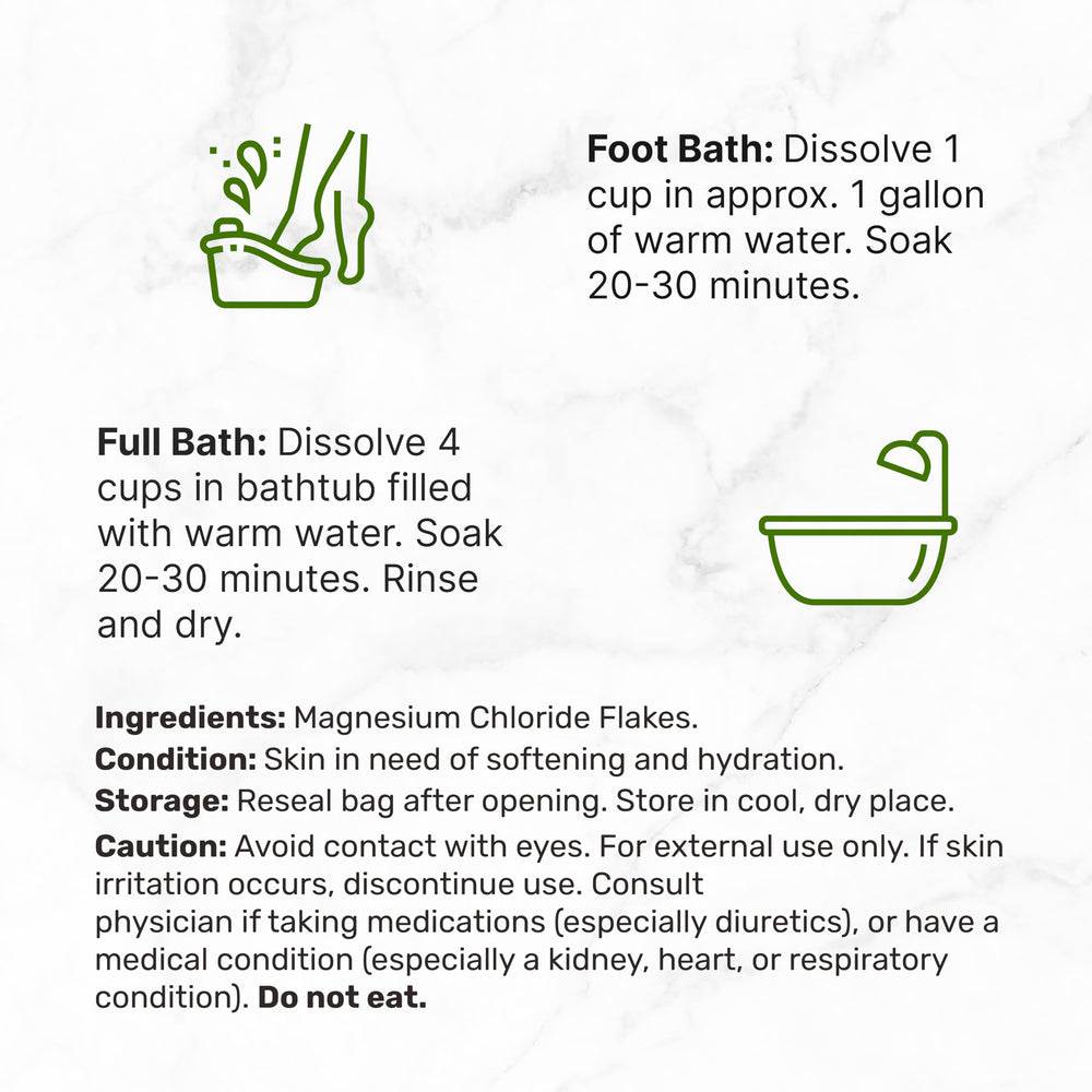 Relaxing foot bath using magnesium flakes
