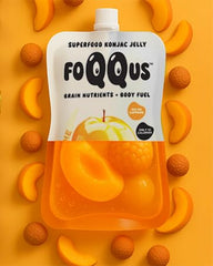 FOQQUS Peach Lychee Konjac Jelly pouch open for grab-and-go use