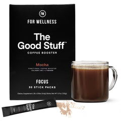 Front view of For Wellness The Good Stuff Focus Mocha Coffee Booster bottle