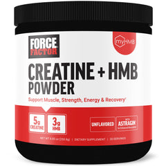 Force Factor Creatine HMB Powder tub with label visible