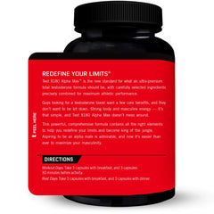 Force Factor Test X180 Alpha Max label reveals fenugreek, tribulus, and other key ingredients.