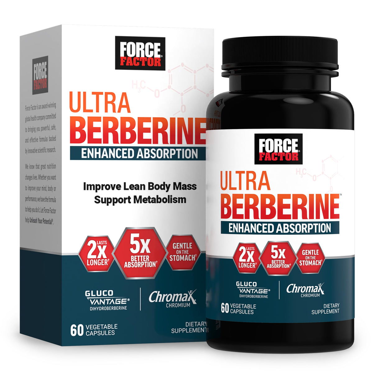 Force Factor Ultra Berberine bottle on white background