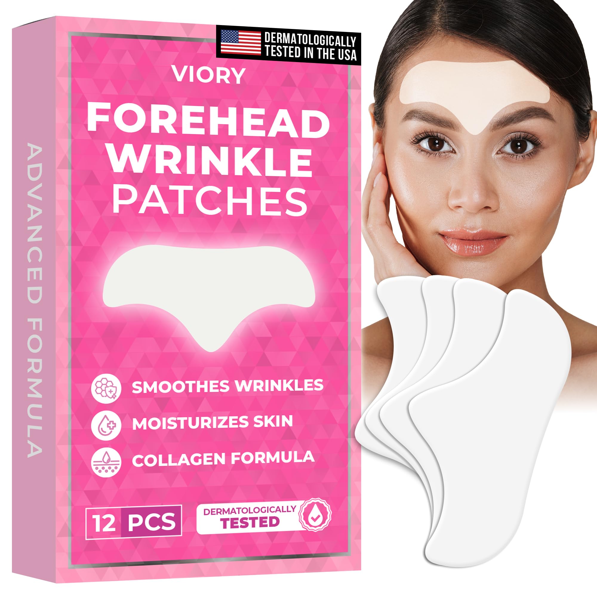 Forehead wrinkle patches overnight, 12 piece pack