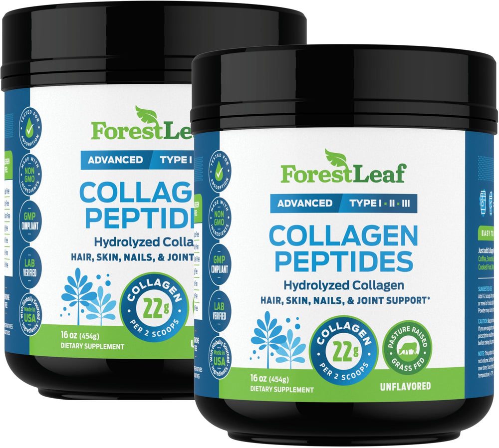 Forest Leaf collagen powder packaging with Made in USA label