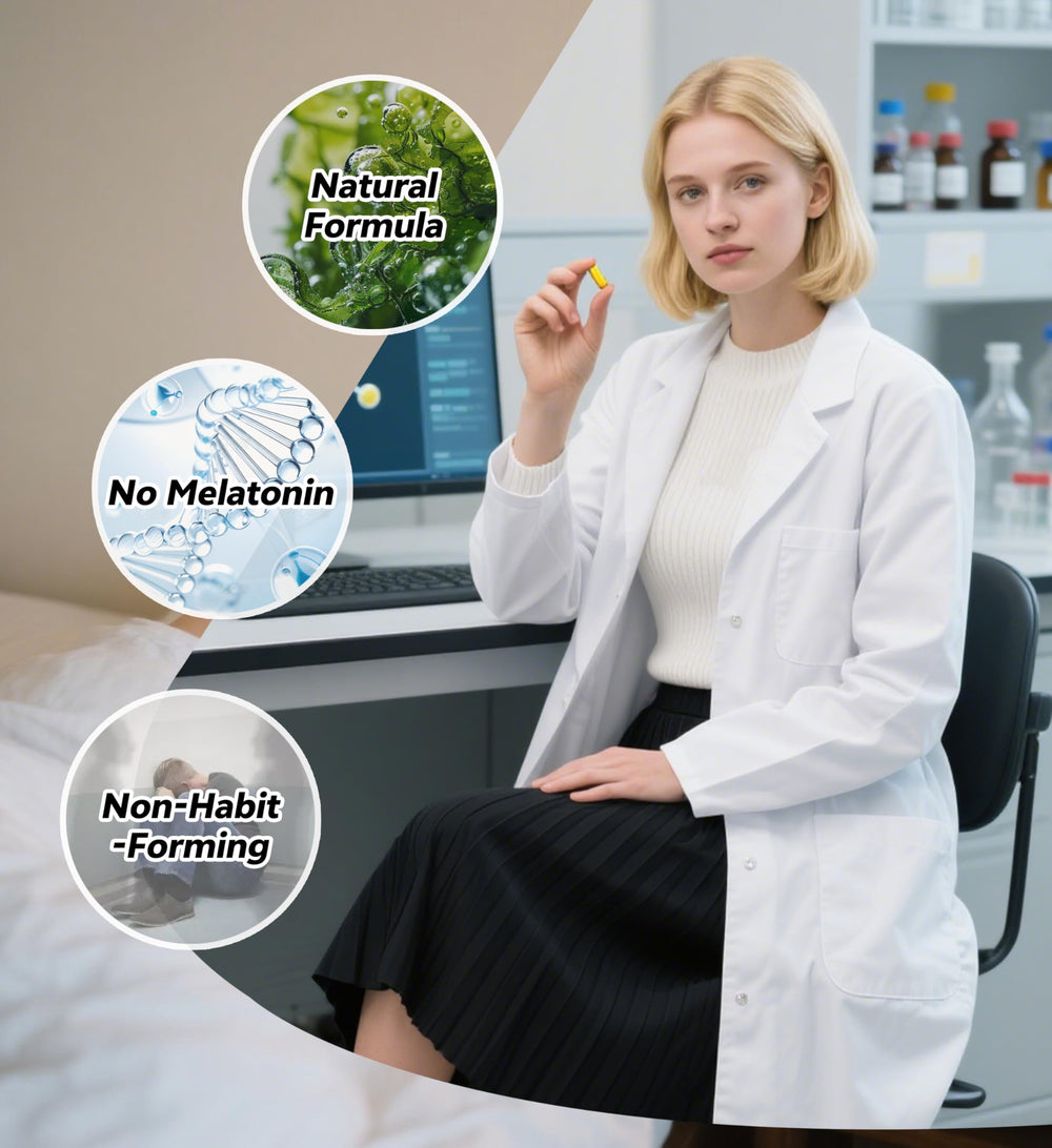 Graphic of key ingredients: GABA, Seaweed Extract, Phosphatidylserine