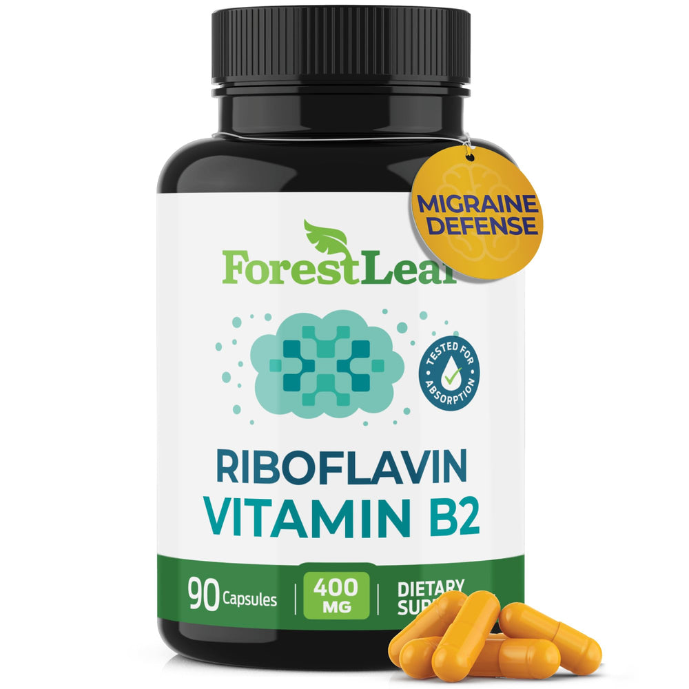 ForestLeaf Vitamin B2 Riboflavin 400mg bottle with 90-count label