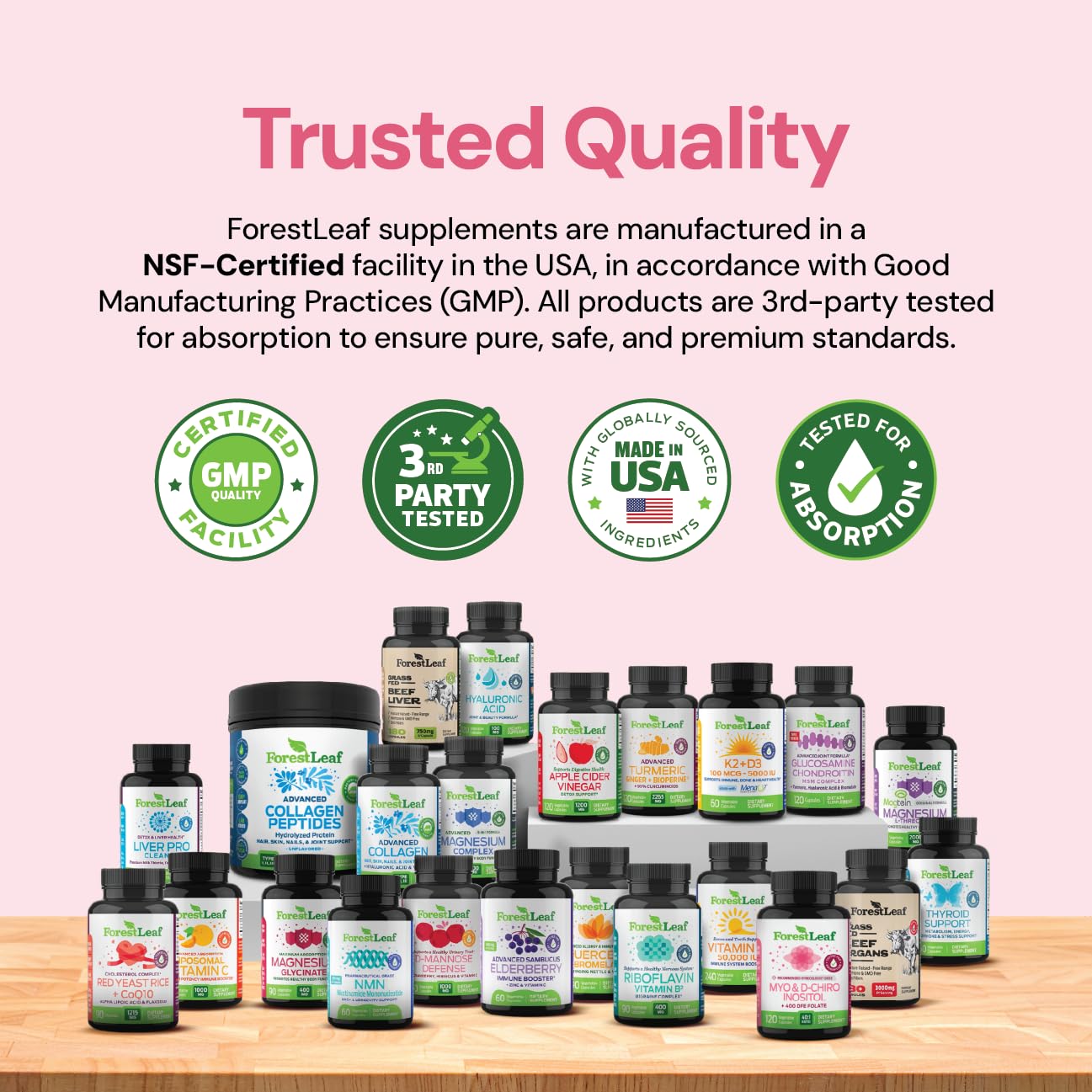 ForestLeaf ingredient table close-up highlighting myo and d-chiro ratio benefit