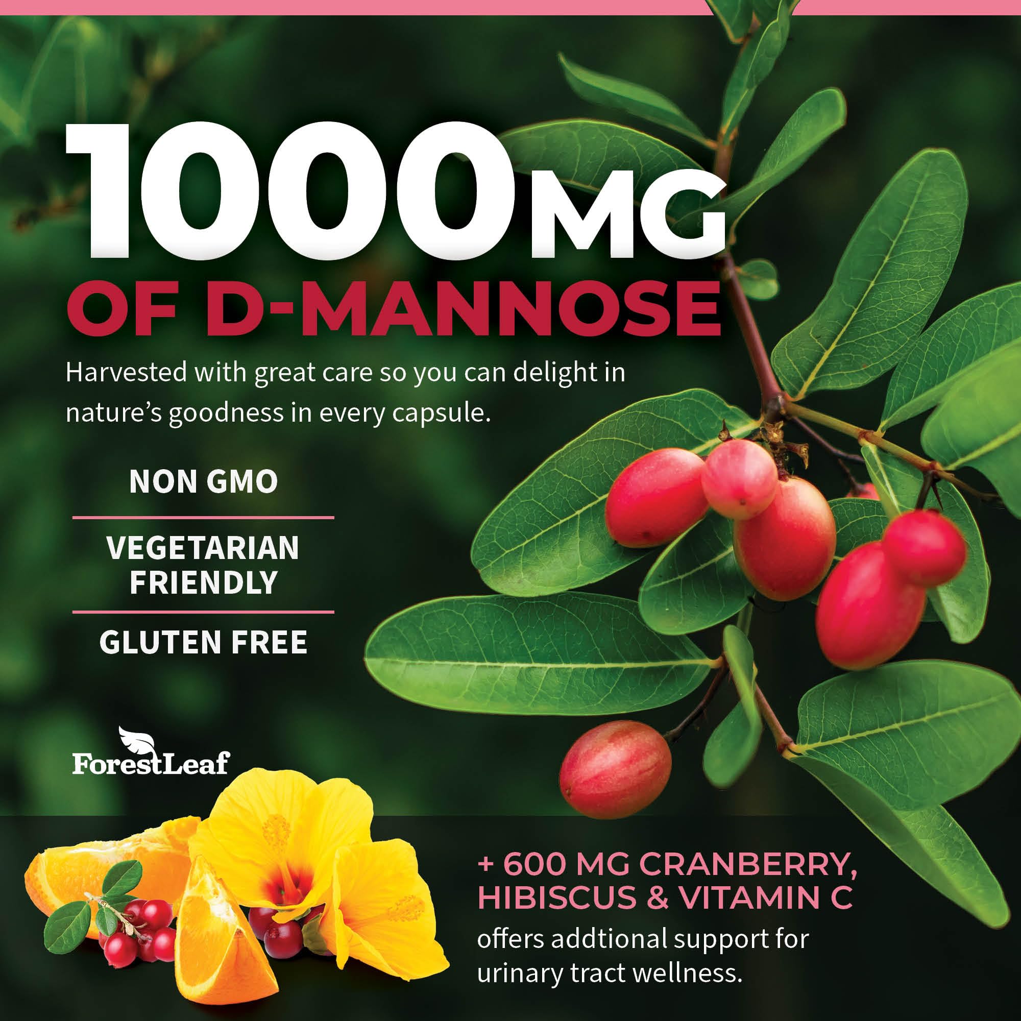 D-Mannose 1000mg capsules in veggie capsules
