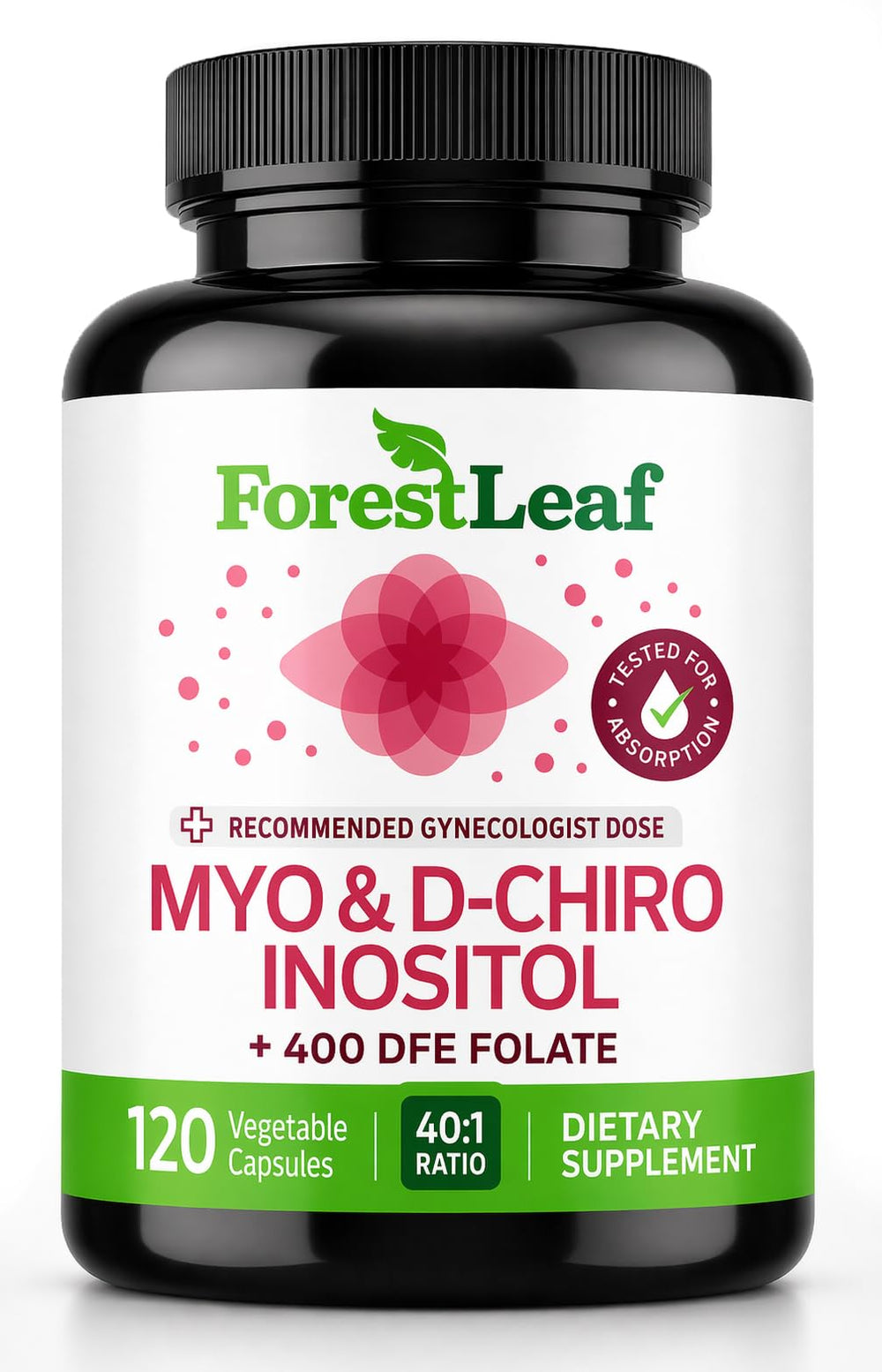 ForestLeaf front packaging showing supplement bottle and branding benefit clarity