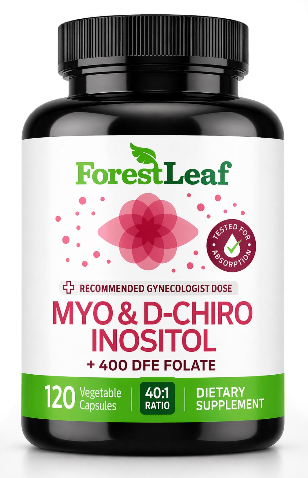 ForestLeaf front packaging showing supplement bottle and branding benefit clarity