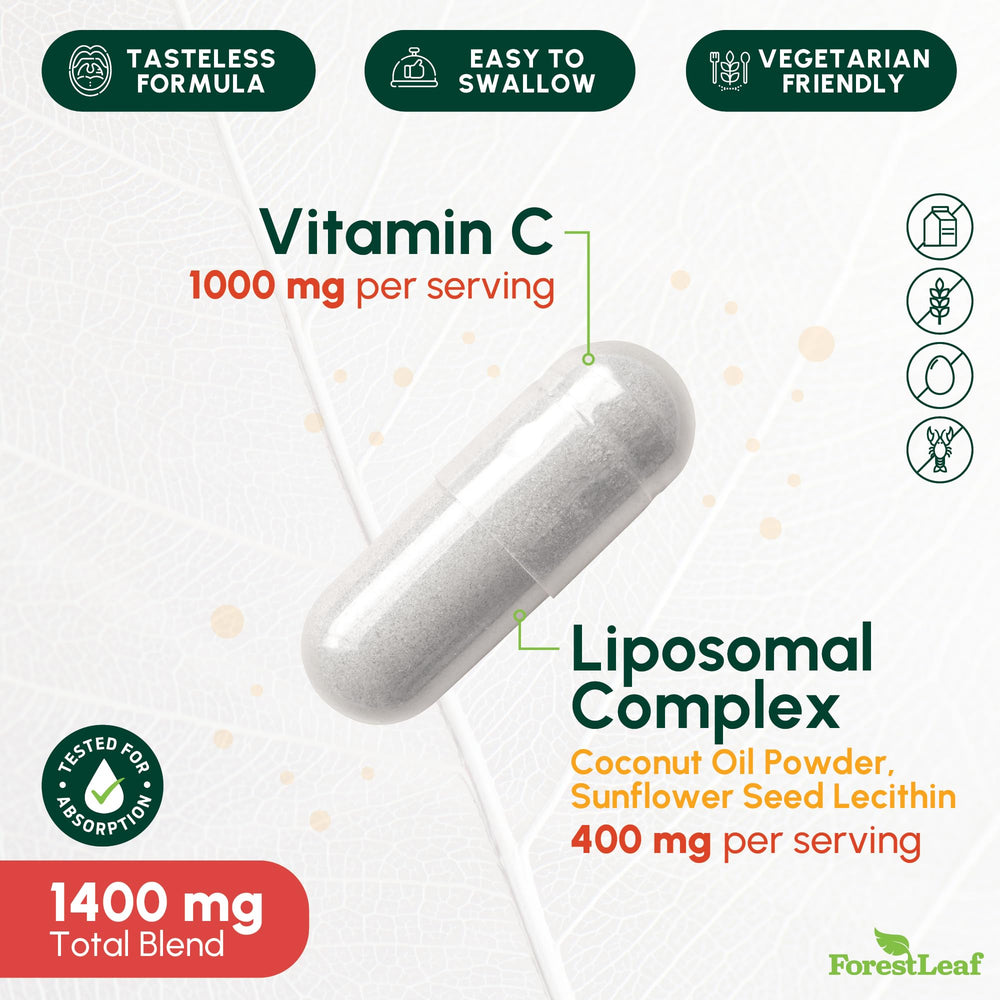 ForestLeaf Liposomal Vitamin C 1000mg capsules bottle and label