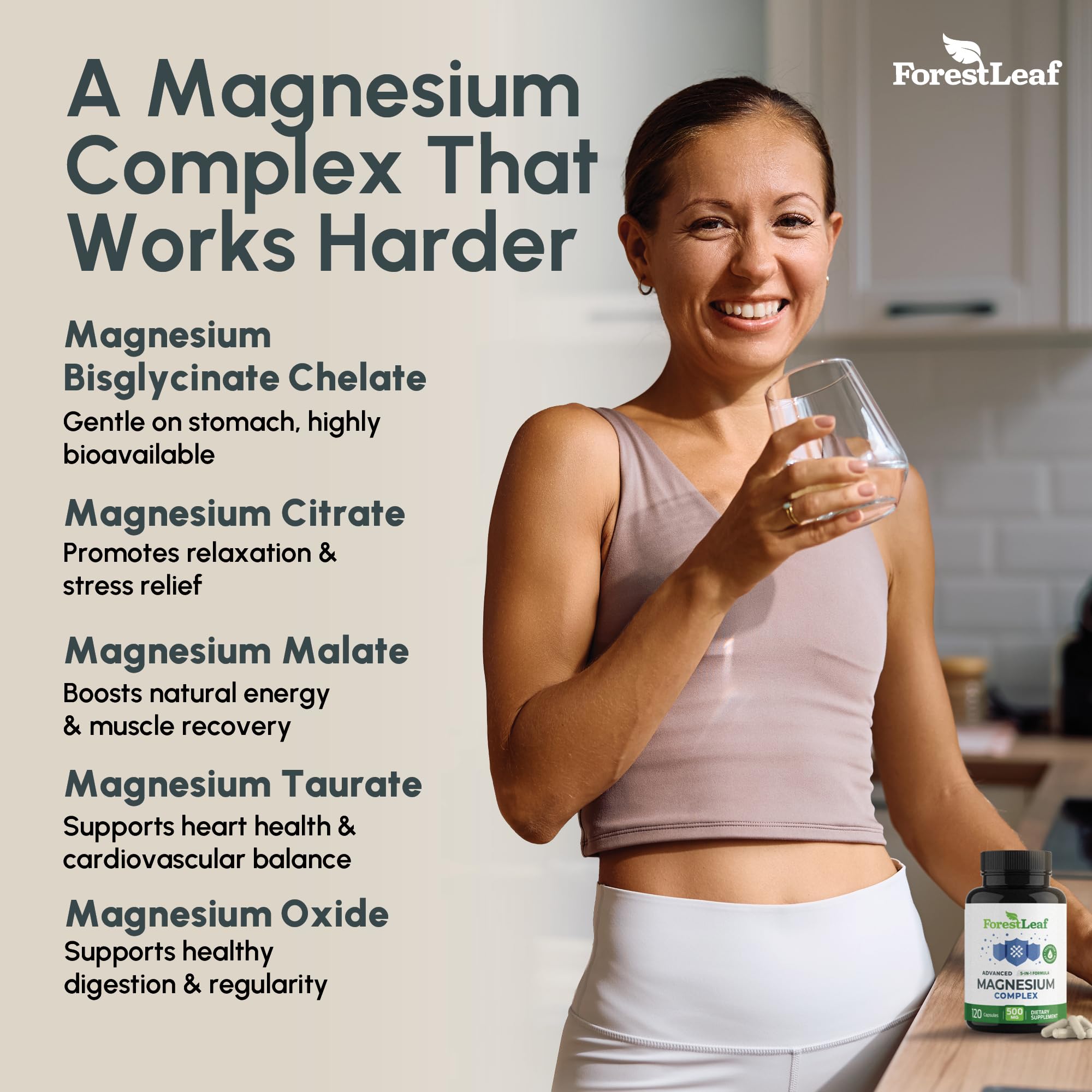 ForestLeaf Magnesium Complex 500mg label close-up