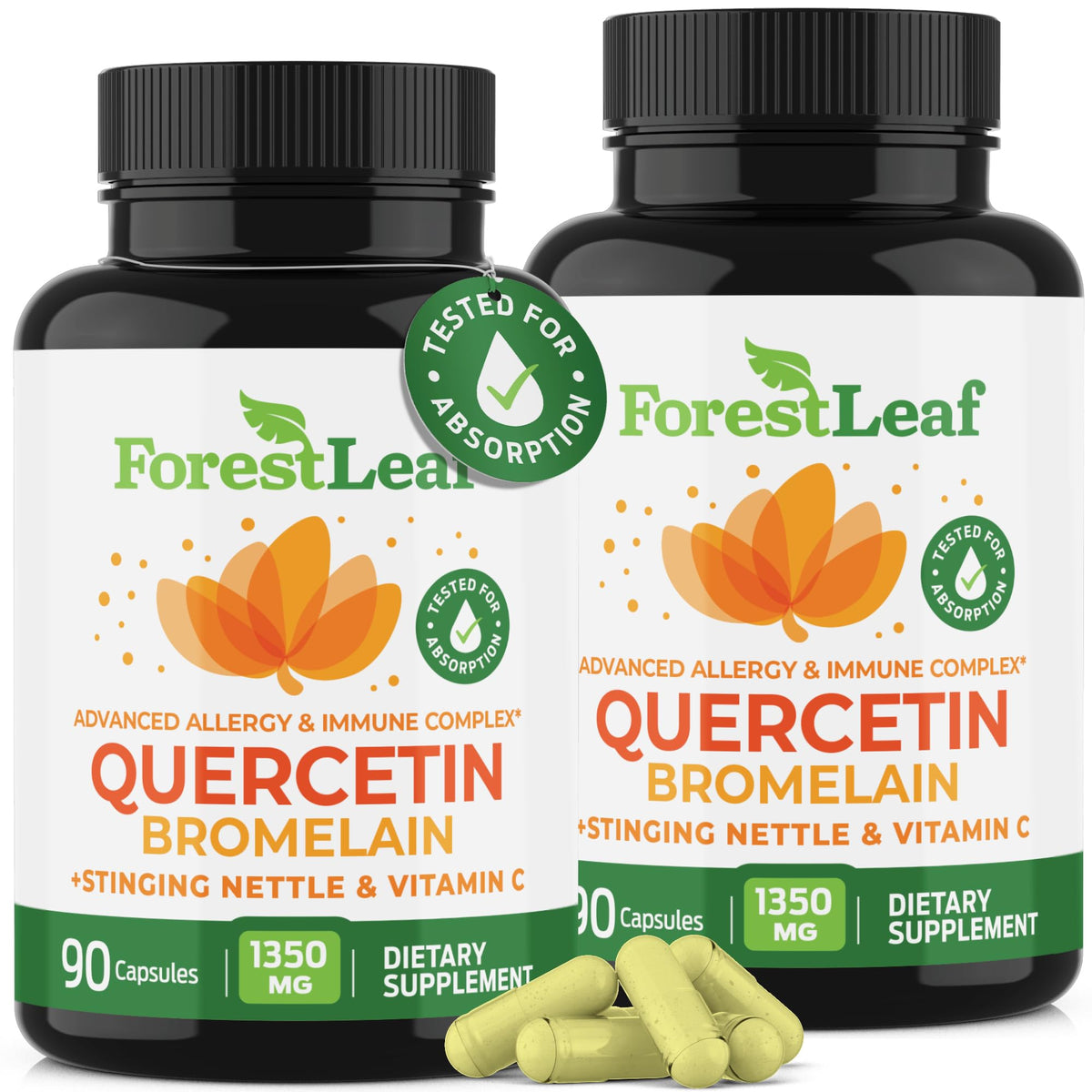 ForestLeaf Quercetin + Bromelain 1350mg bottle label