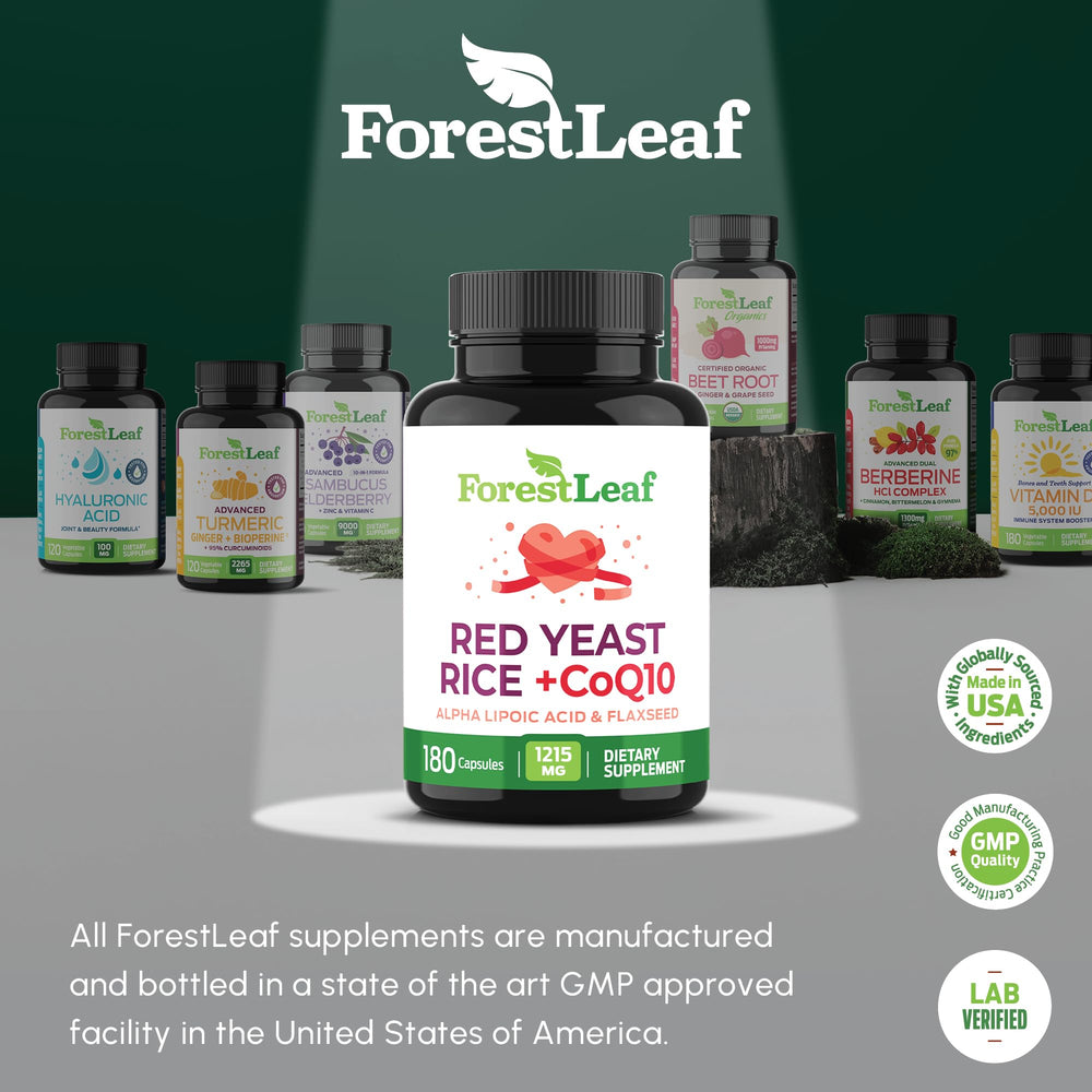 Ingredient list showing red yeast rice extract and flaxseed