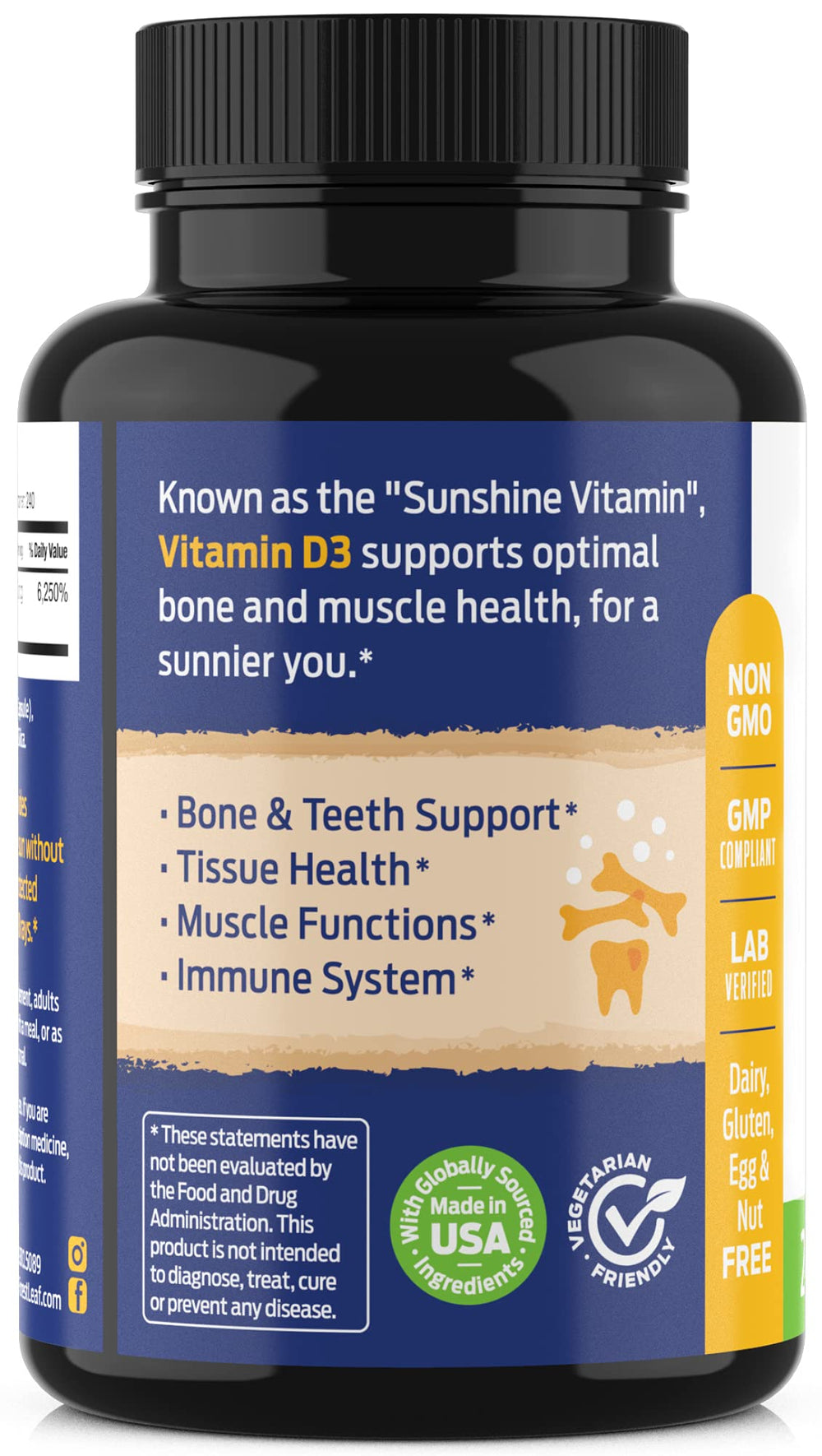 ForestLeaf Vitamin D3 50,000 IU bottle on white background