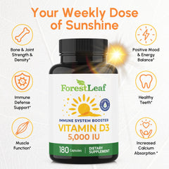 ForestLeaf Vitamin D3 5000 IU bottle back with label
