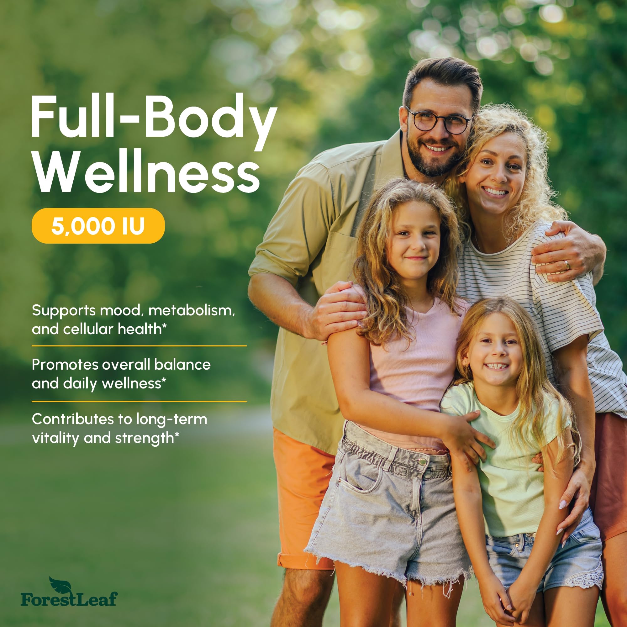 Ingredients panel of ForestLeaf Vitamin D3 5000 IU