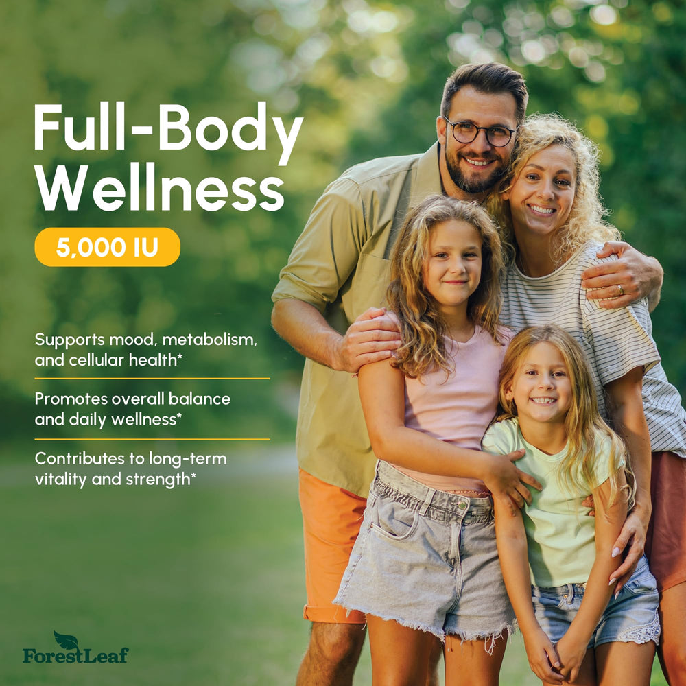 Ingredients panel of ForestLeaf Vitamin D3 5000 IU