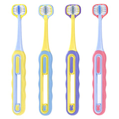FOREVIVE 3-Sided Toddler Toothbrush 4-Pack in four colors