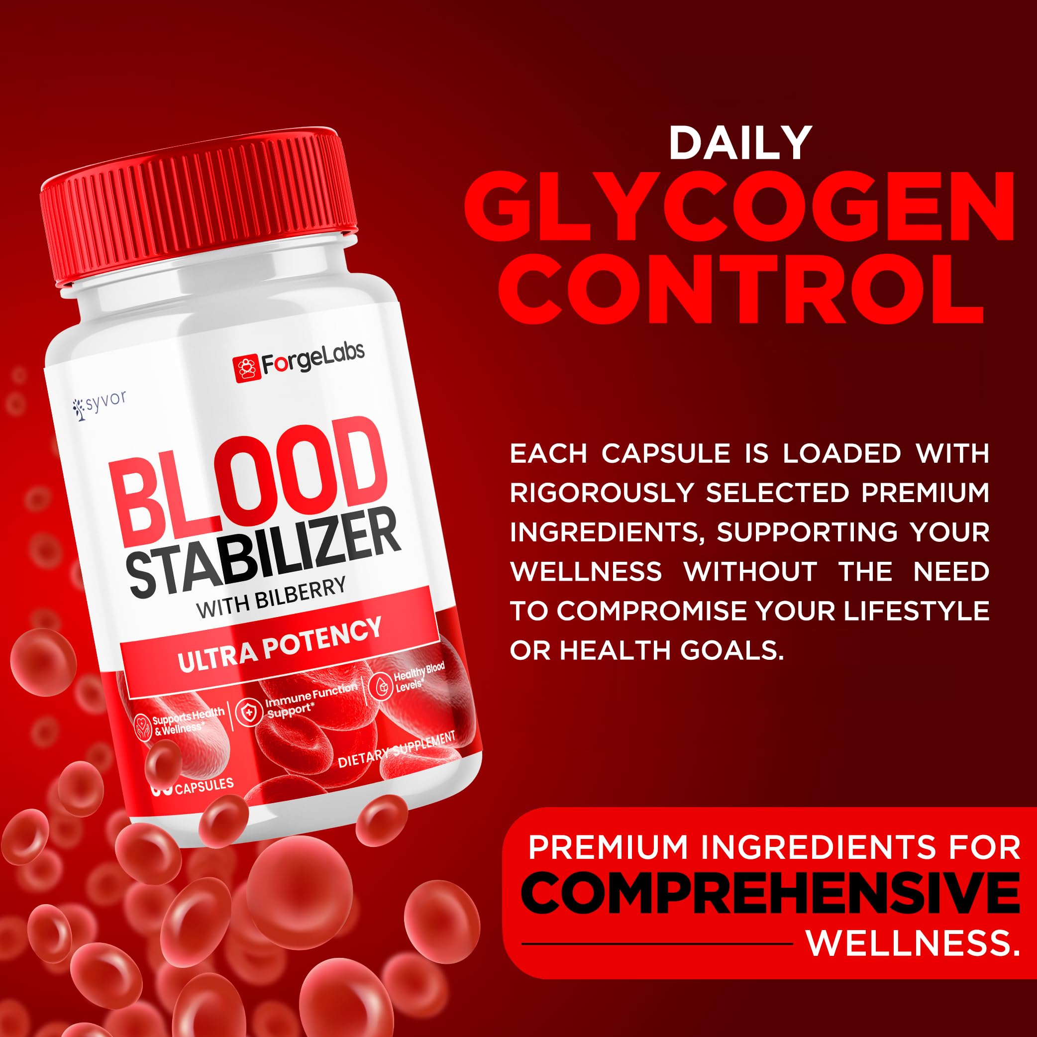 ForgeLabs Blood Stabilizer Capsules bottle on a shelf display