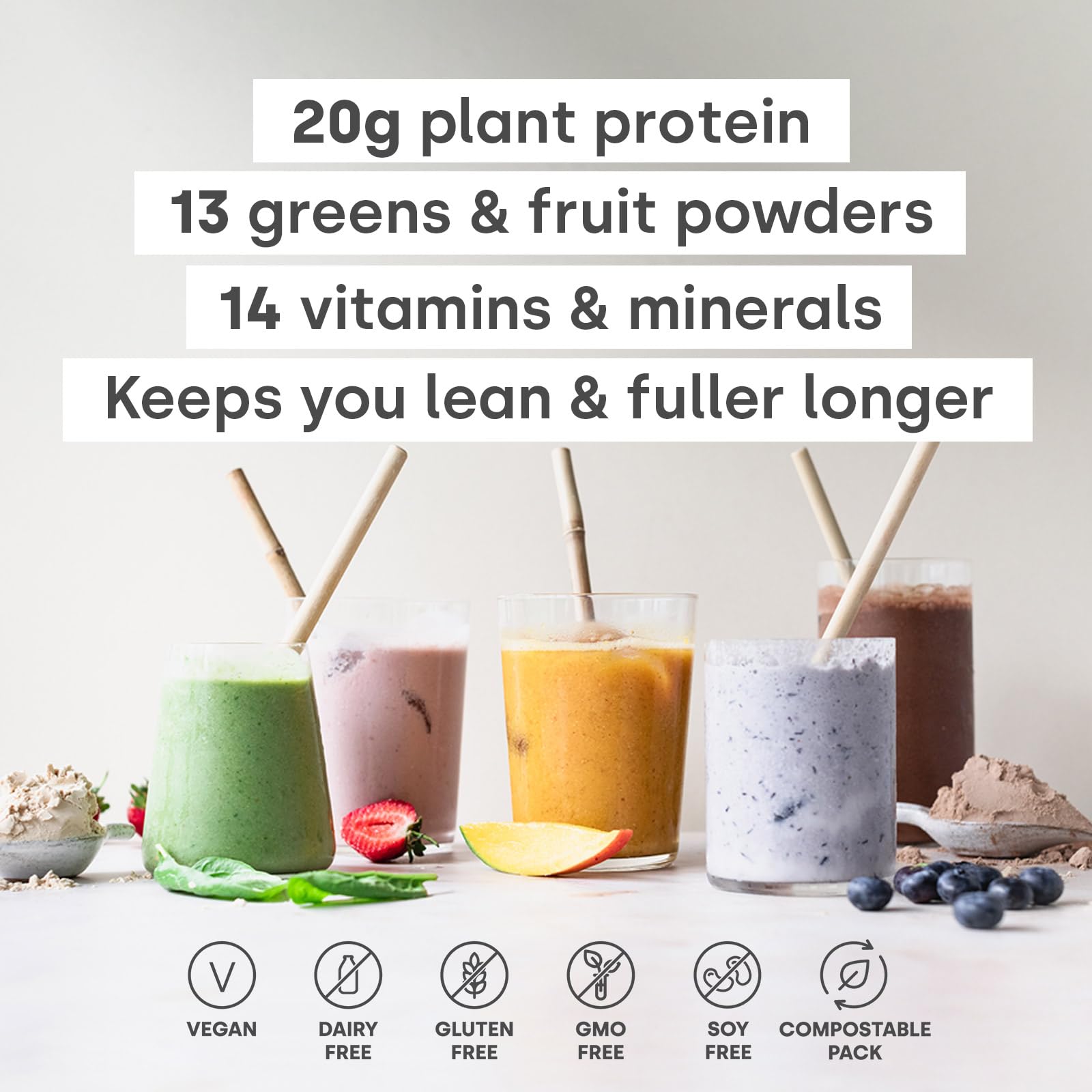 Form Superblend Protein superfoods blend in powder form for smoothie versatility.