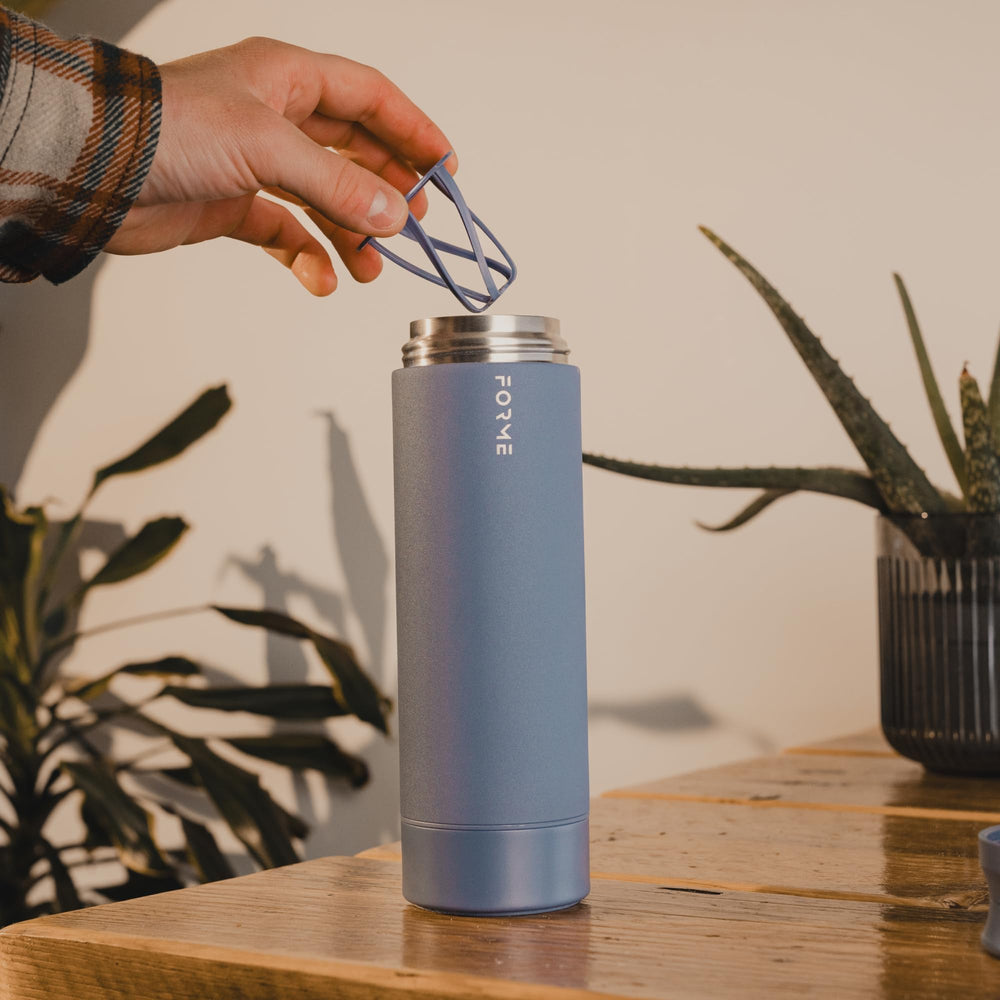 FORME easy-clean rounded-corner design in slate blue resists residue