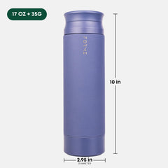 FORME leakproof lid on slate blue bottle prevents spills in gym bag
