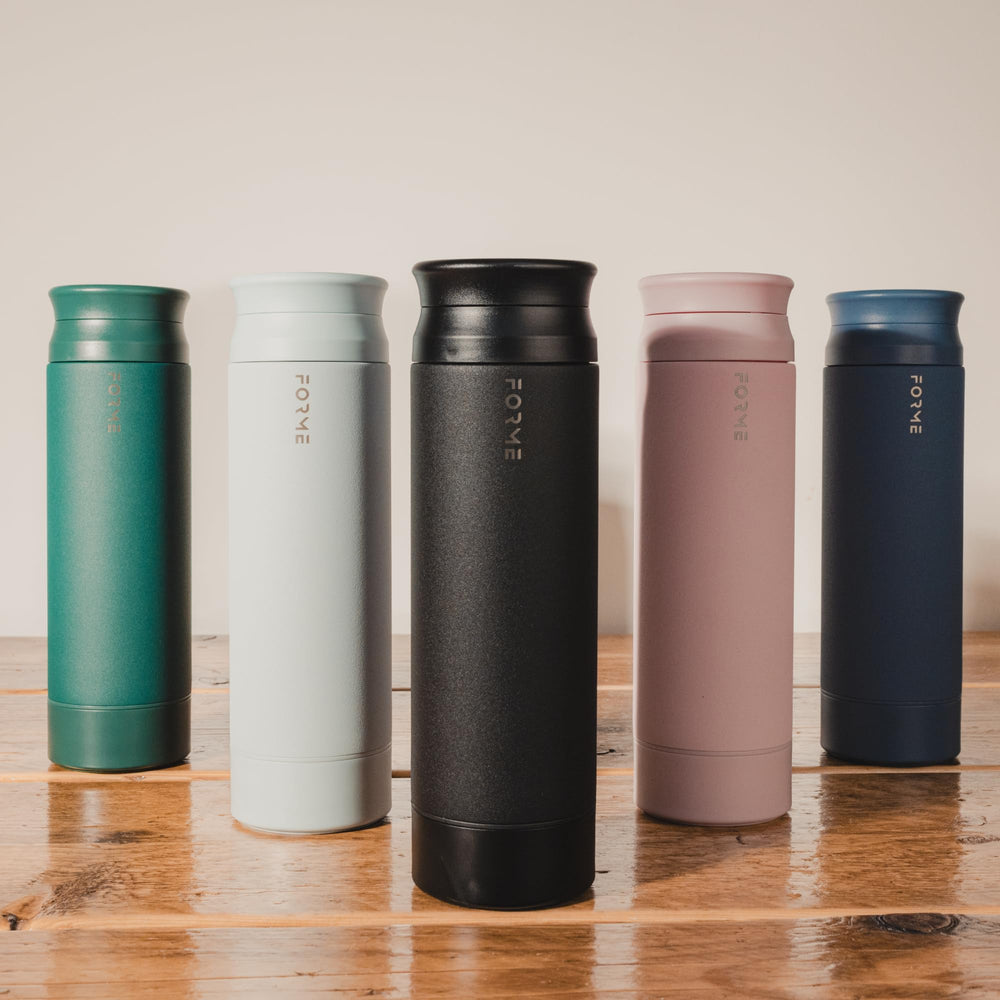 FORME portable gym-bag friendly slate blue bottle for workouts