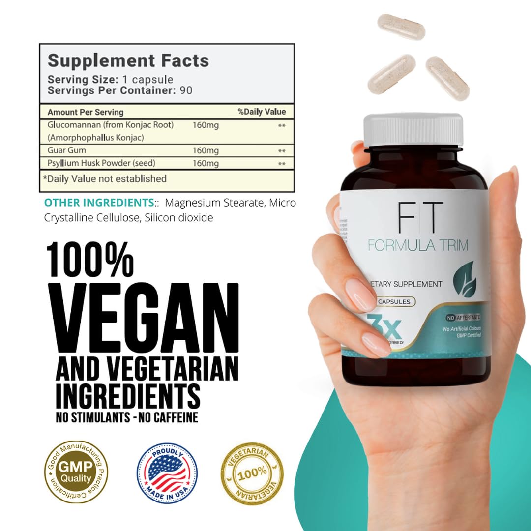 Formula Trim glucomannan-absorption image emphasizes fiber that may promote fullness when taken with water.