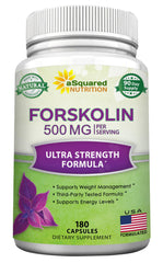 aSquared Nutrition Forskolin 500mg bottle with 180 capsules