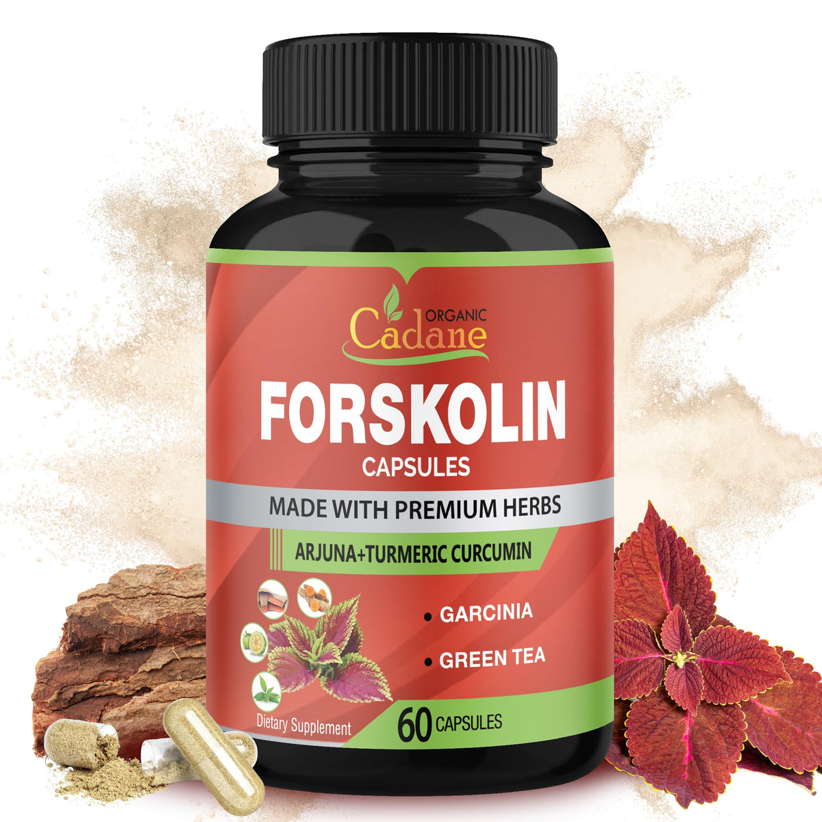 Forskolin supplements bottle with 60 capsules