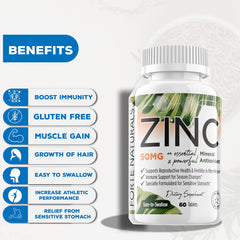 Forte Naturals Zinc 50mg bottle on white background