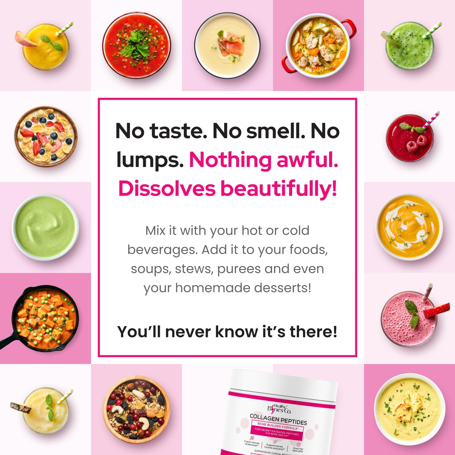 Fortibone Collagen Peptides 30 servings jar on kitchen counter