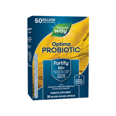 Fortify Optima Probiotic 50+ bottle with 50 billion cultures