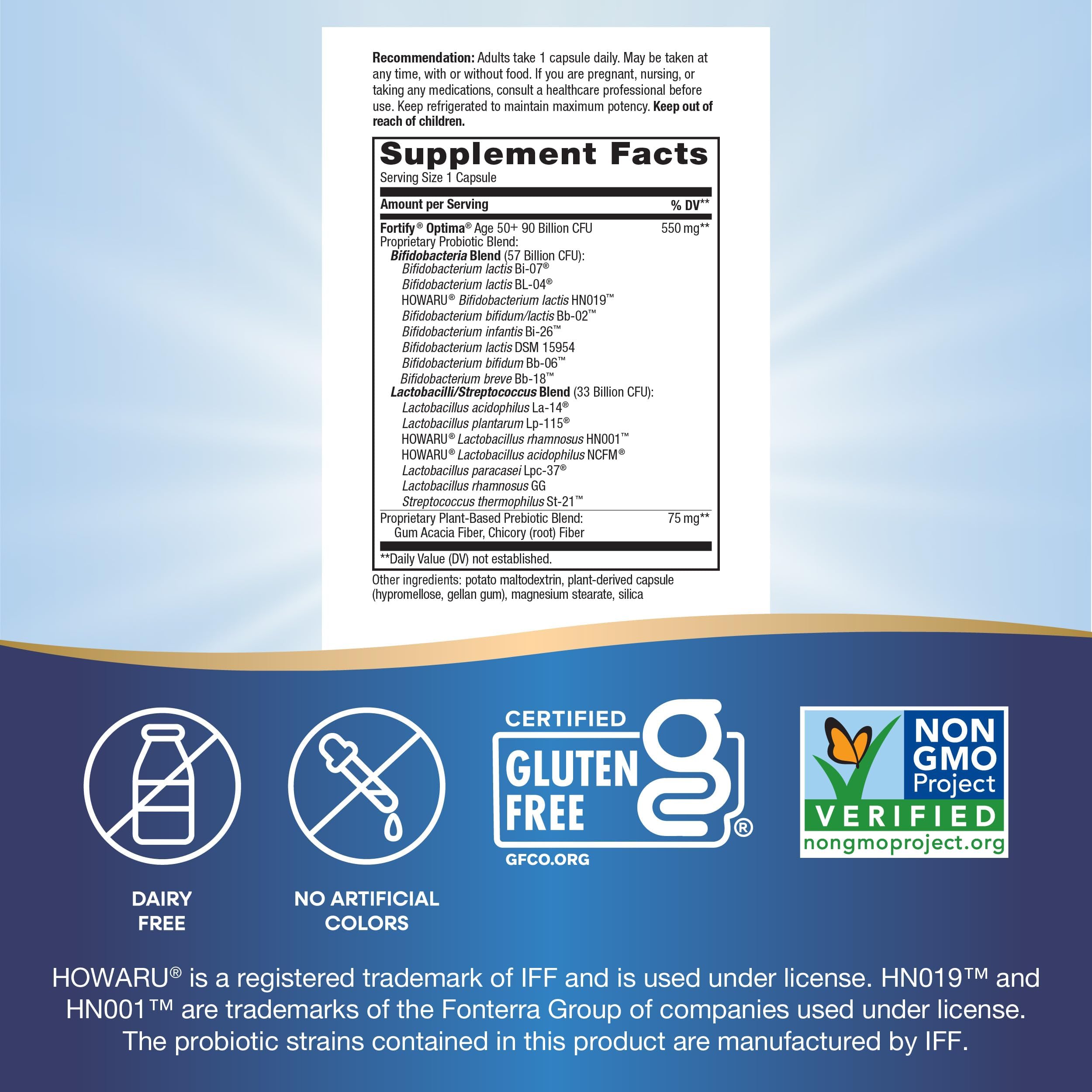 Close-up of Fortify Optima probiotic capsules