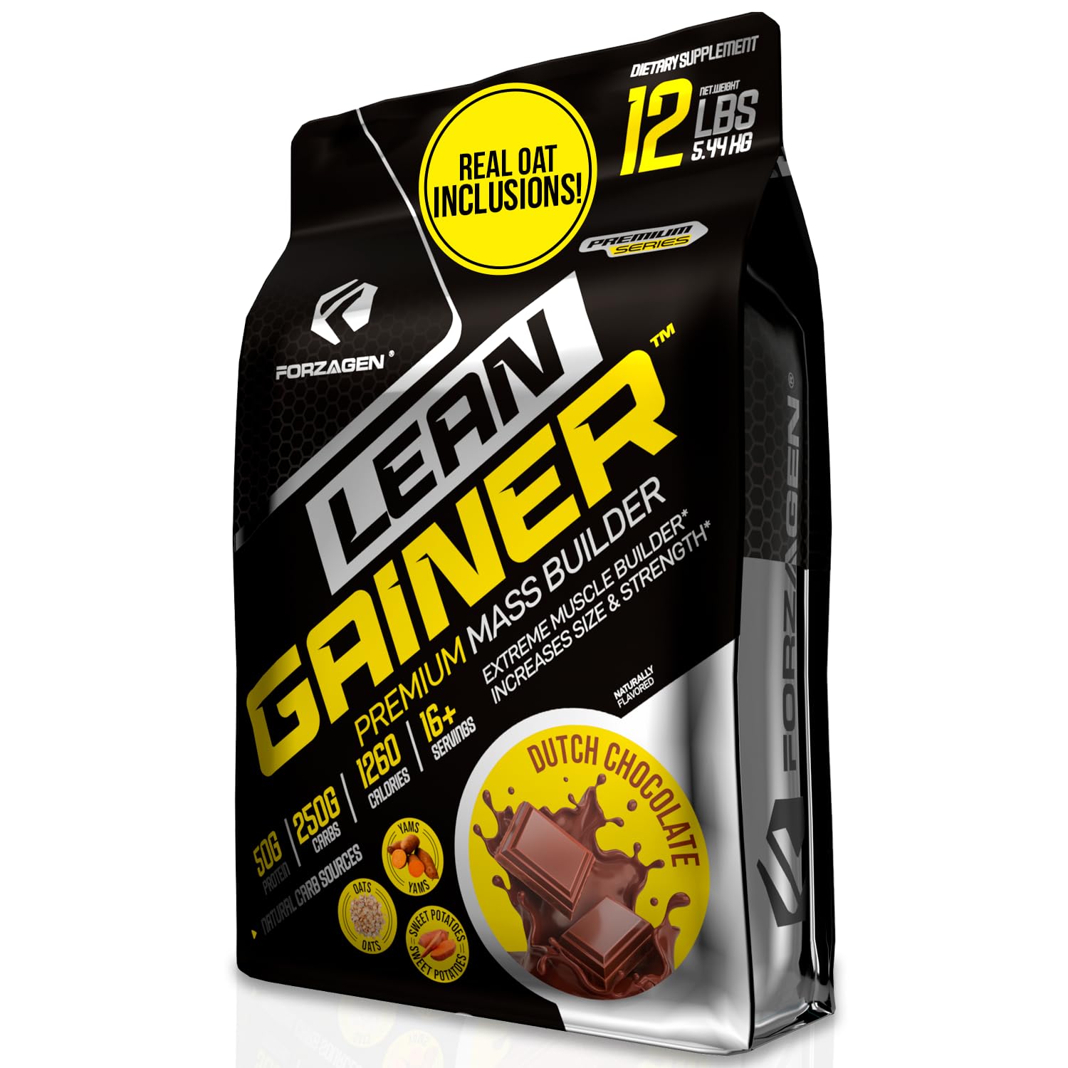 Forzagen Lean Gainer bottle pour shows a high-calorie shake for muscle support.
