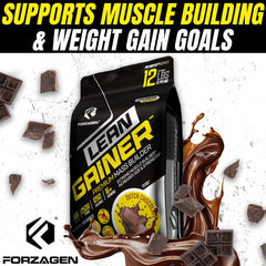 Forzagen Lean Gainer ingredients panel emphasizes balanced macros for healthy weight gain.