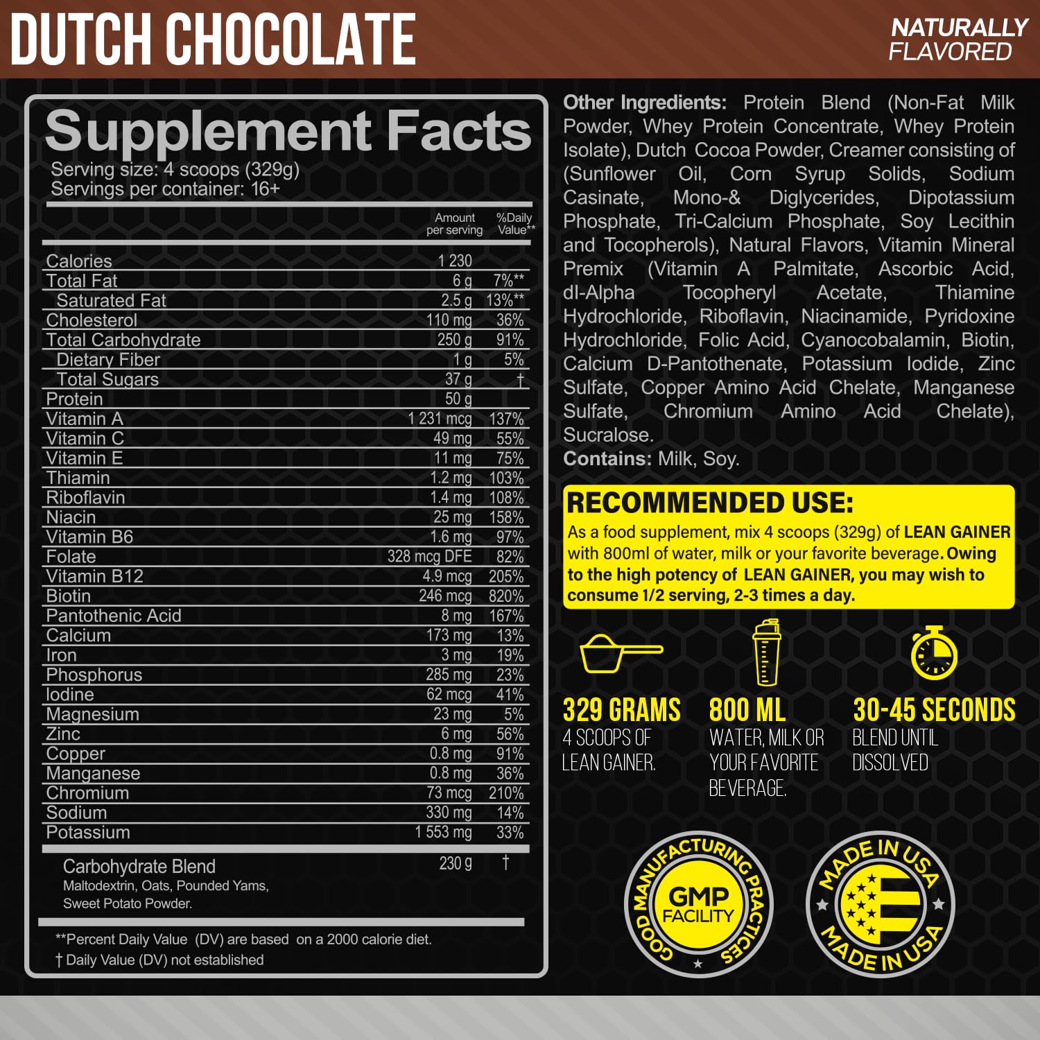 Forzagen Lean Gainer scoop with Dutch Chocolate highlights easy prep for bulk.