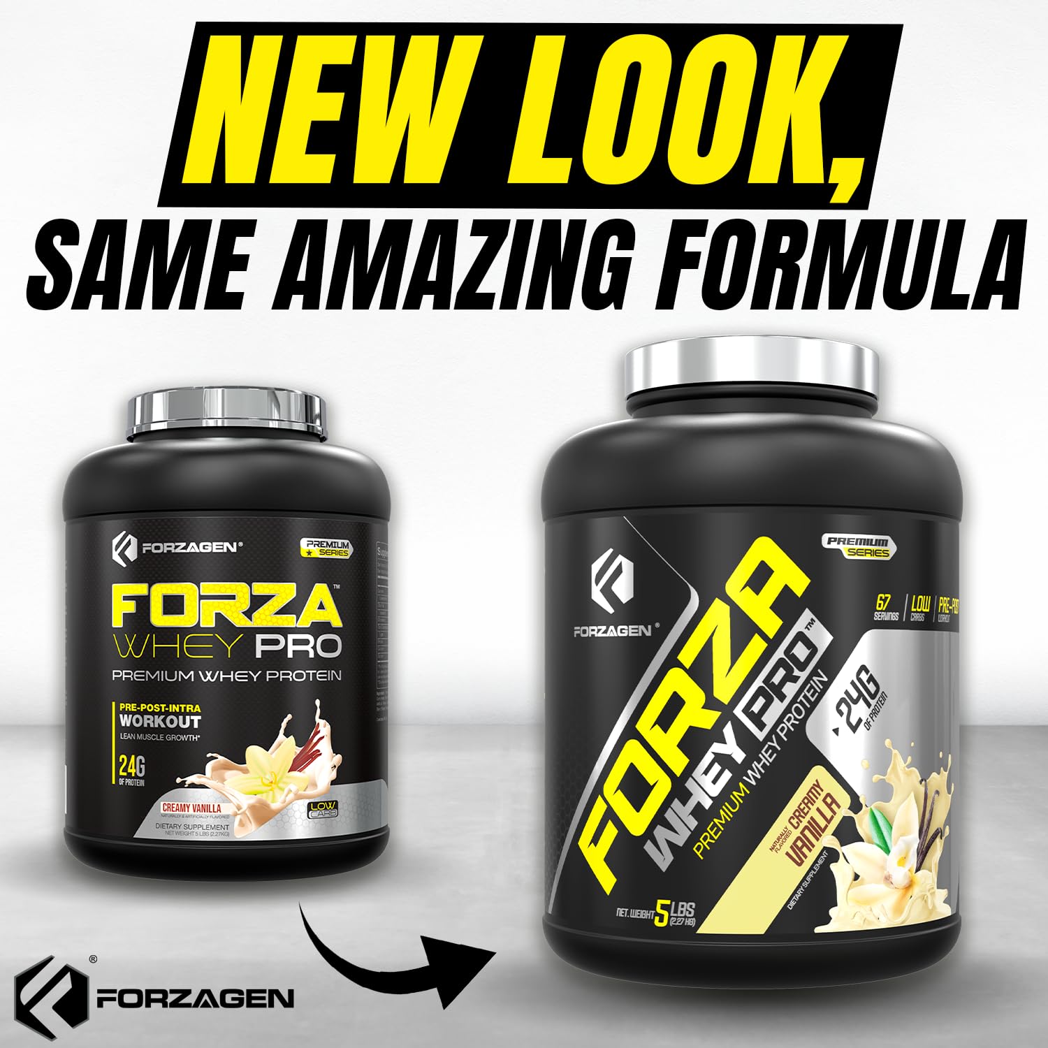 Scoops of Forzagen Whey PRO low carb protein powder in a shaker