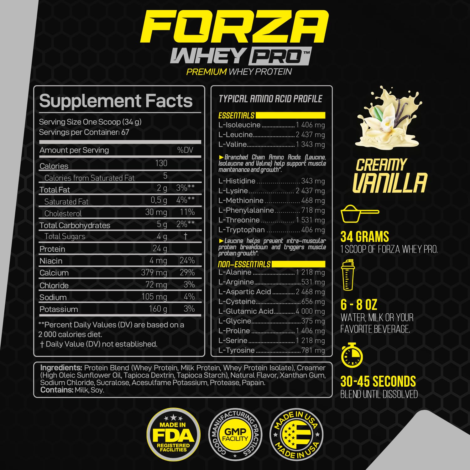 Forzagen Whey PRO Vanilla with BCAAs illustration