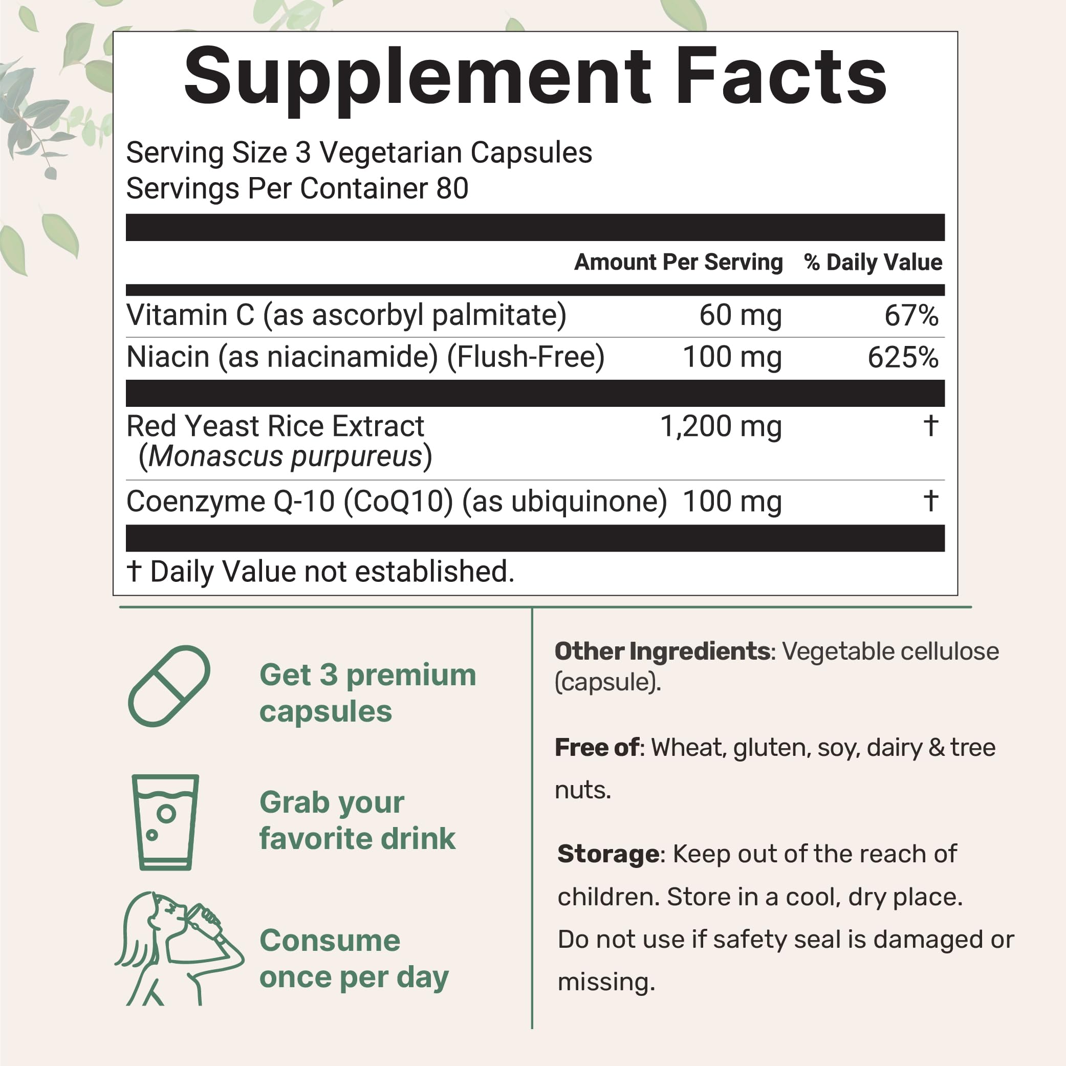 Close-up of the 4-in-1 formula featuring CoQ10, flush-free niacin, and Vitamin C