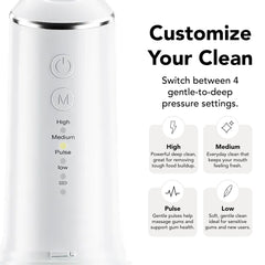 4 adjustable pressure modes for gentle to deep cleaning
