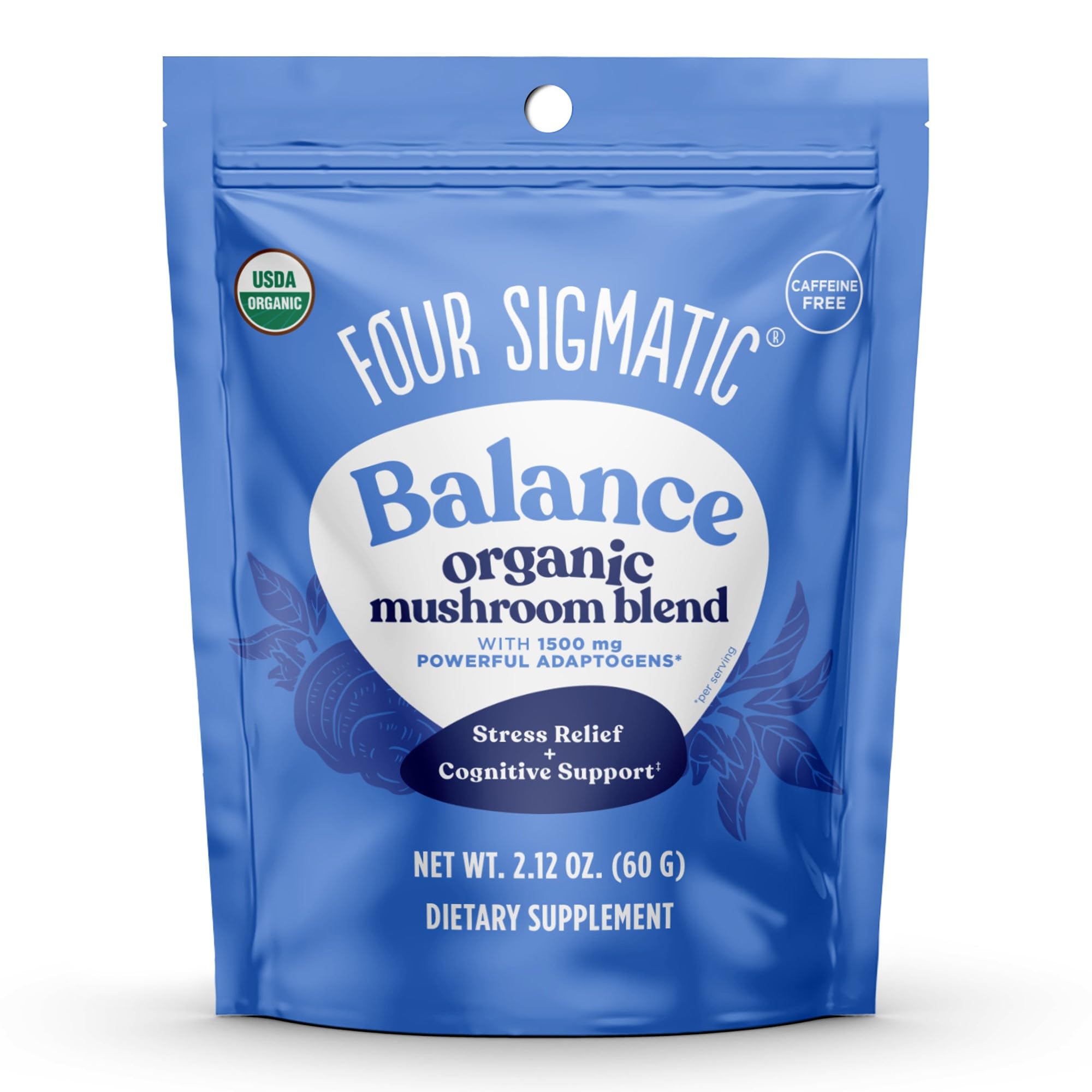 Four Sigmatic Calm Mushroom Blend bottle with label on white