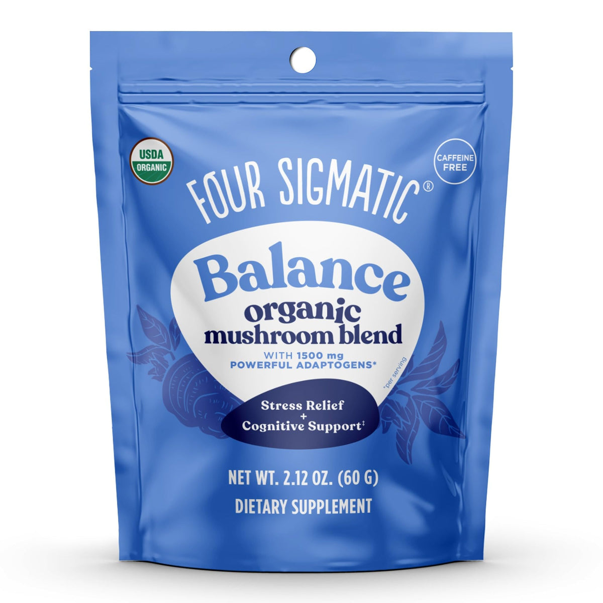 Four Sigmatic Calm Mushroom Blend bottle with label on white